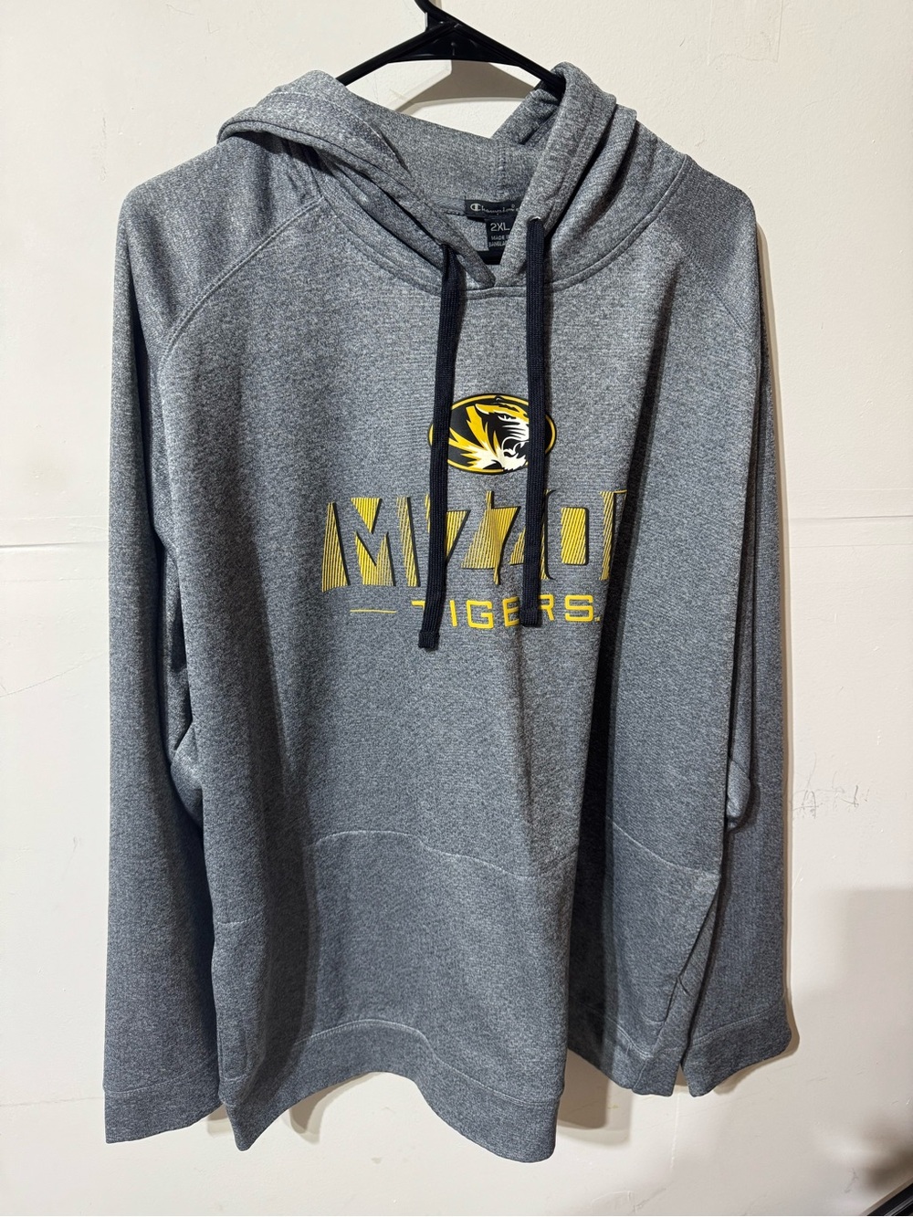Champion Gray Mizzou Tigers Hoodie with Yellow Logo